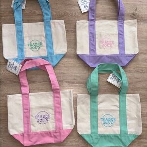 Trader Joe’s 2026 Mini Pastel Canvas Tote Bag Set Of 4 IN HAND READY TO SHIP